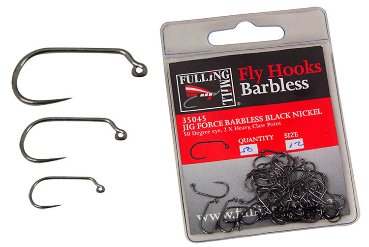 Fulling Mill Barbless Jig Hooks (Black Nickel) (5045) – Fly